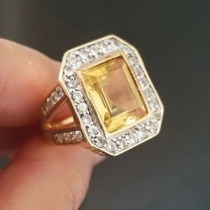 Stunning 8.5 ct genuine citrine statement ring 14k gold heavy 9.1 grams!